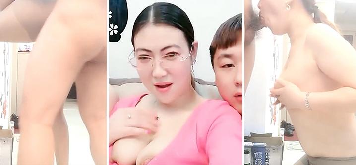 北京眼镜御姐范少妇和两个粉丝玩3P乱伦给光头爸爸和帅儿子吃鸡巴内射口爆吞精