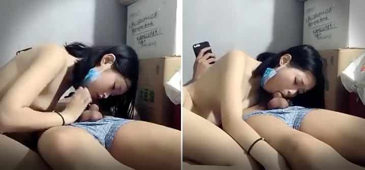 可爱清纯少女与男友在储藏室里口交深喉偷情自拍