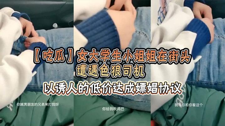 吃瓜女大学生小姐姐在街头遭遇色狼司机以诱人的低价达成嫖娼协议