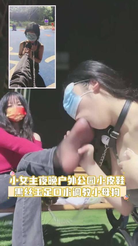 小女主夜晚户外公园小皮鞋黑丝玉足口水调教小母狗