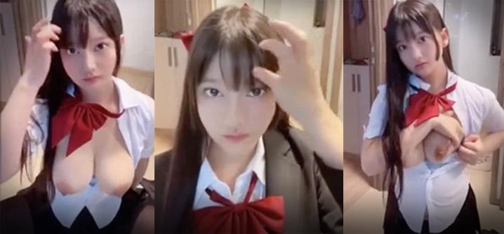 小尤奈自拍流出清纯学生妹制服在家骚气用假屌自慰奶大逼粉实属尤物