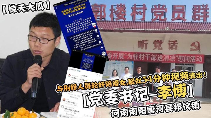 惊天大瓜河南南阳唐河县祁仪镇《党委书记-李博》与刑释人员轮奸陪酒女疑似35分钟视频流出