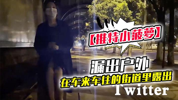 推特小菠萝在车来车往的街道里露出