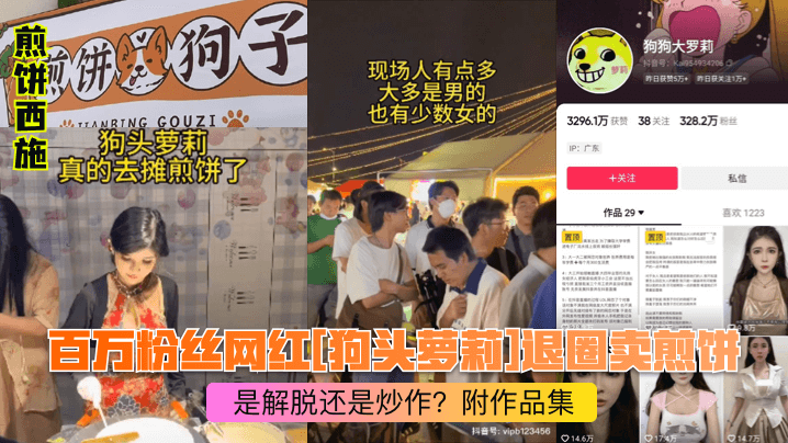 煎饼西施百万粉丝网红《狗头萝莉》退圈卖煎饼是解脱还是炒作附作品集