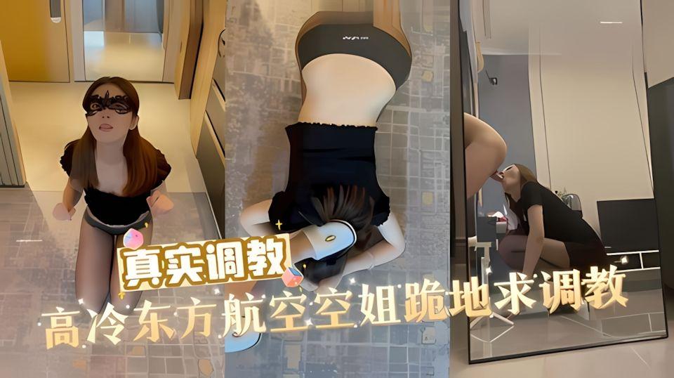 真实调教高冷东方航空空姐跪地求调教