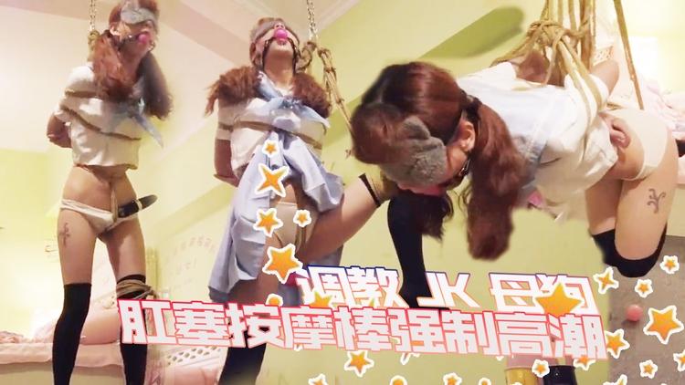 调教JK母狗肛塞按摩棒强制高潮