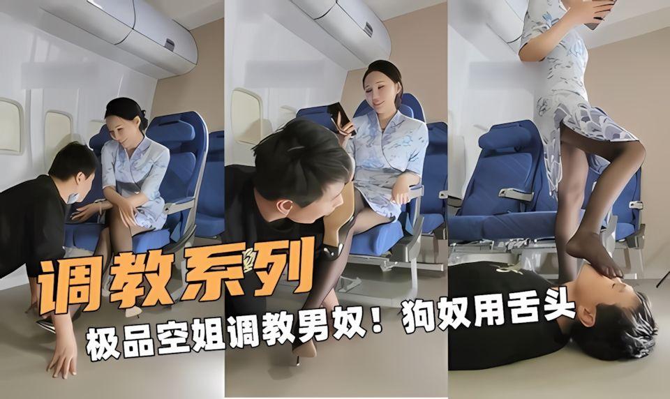 调教系列极品空姐调教男奴狗奴用舌头