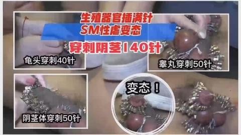 重度刺激生殖器官插满针SM性虐变态穿刺阴茎140针