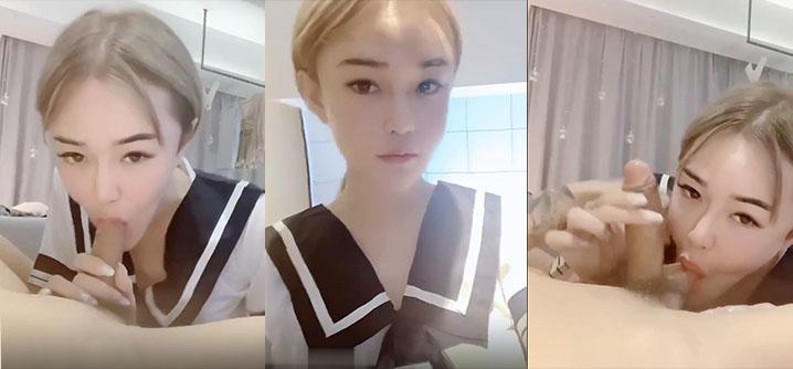 长袜JK装TS教你如何舔鸡巴灵动的小舌含的真舒服